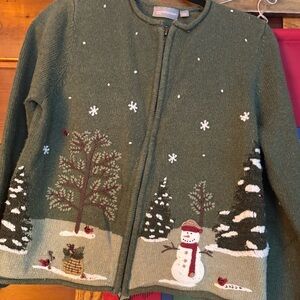 VINTAGE Green Snowman Kids Jacket